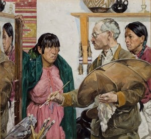 Paint and Indians, painting by Walter Ufer