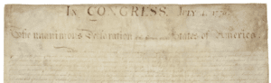 Original copy of the Declaration of Independence at the National Archives in Washington, D.C.