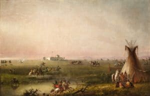 Racing At Fort Laramie, painting by Alfred Jacob Miller