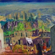 Pueblo At Tesuque number one, painting by George W. Bellows