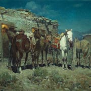 Night At The Trading Post, painting by Frank Tenney Johnson