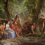 Hetty Reading Scripture to the Indians, painting by Christian Schussele