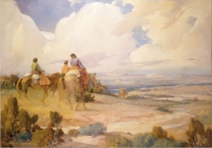 Navajos on the Way to Laguna Fiesta, painting by Ira Diamond Gerald Cassidy