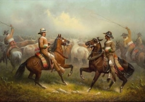 California Vaqueros, painting by James Walker