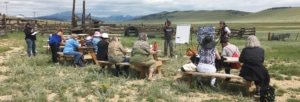 members of an art writing workshop on a Colorado range