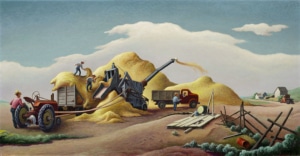Wheat Threshing on the High Plains, painting by Thomas Hart Benton