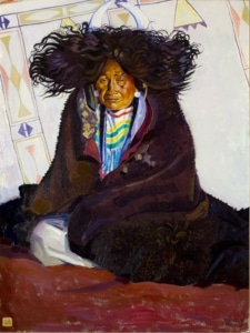 Always Howling Woman by Winold Reiss on display at an art museum in Denver